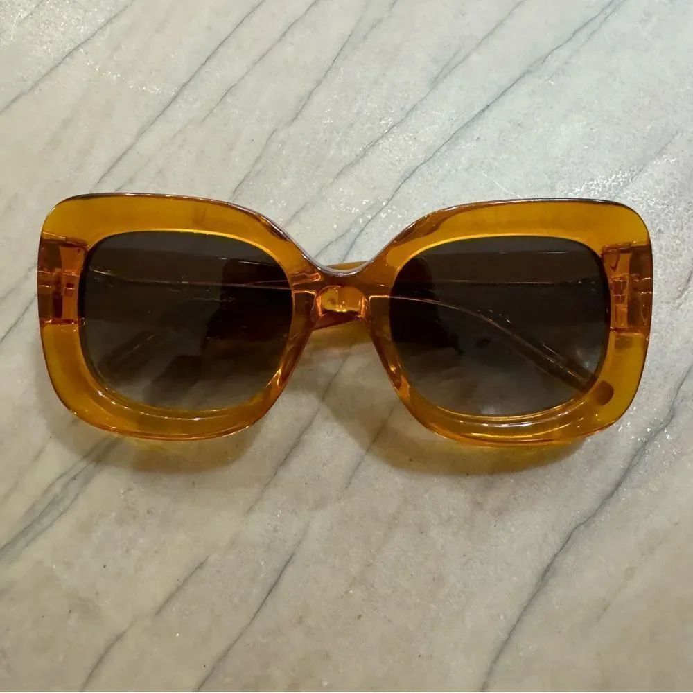 Pomellato Womens Acetate Wide Thick Square Frame Sunglasses Orange